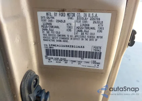 1994 Ford Aerostar z USA, uszkodzony, nr VIN 1FMCA11U3RZB11633